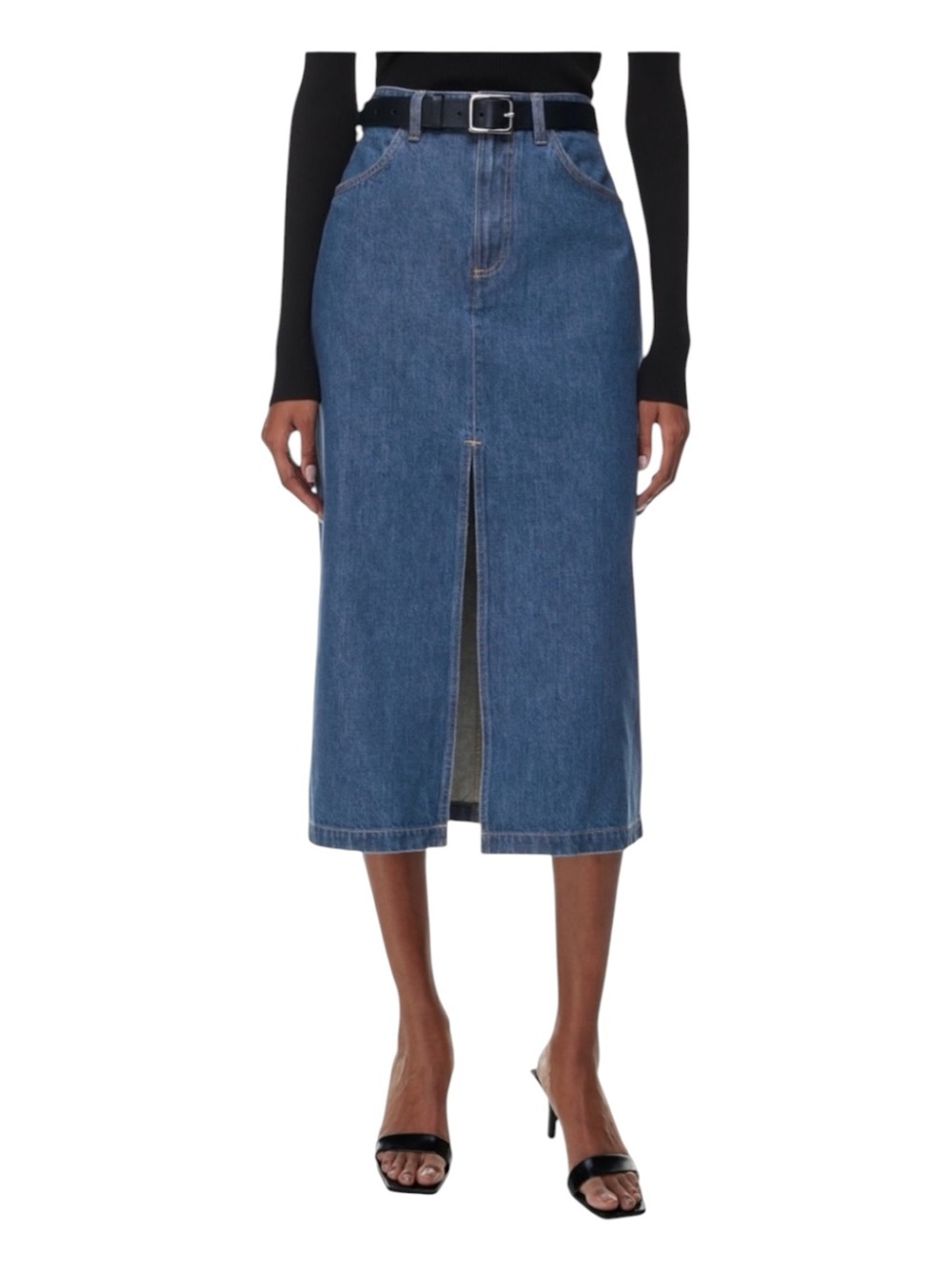 Babaton Aritzia Prosper Denim Maxi Skirt Blue Jean Skirt High Rise Size 6